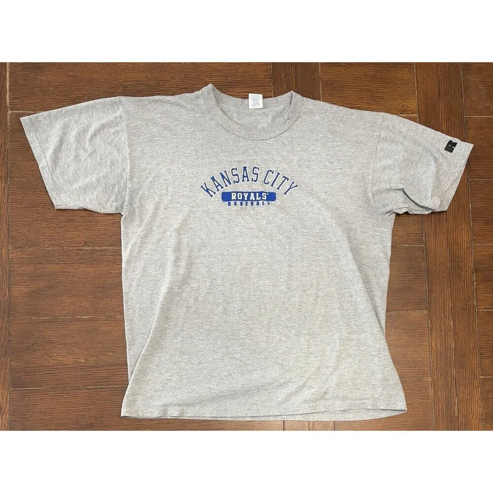 Vintage Russell Athletic Men’s Size L Kansas City Royals Grey T Shirt  MLB